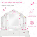 HOMCOM Kids Vanity Table & Stool - White