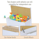 Pine Wood Kids 4Pc Wooden Furniture Set Children Table 2 Chairs Toy Storage Bench Seat-oak/White