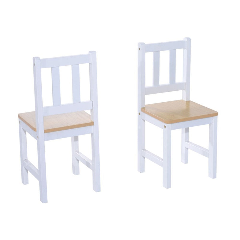 Pine Wood Kids 4Pc Wooden Furniture Set Children Table 2 Chairs Toy Storage Bench Seat-oak/White