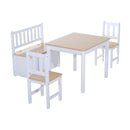Pine Wood Kids 4Pc Wooden Furniture Set Children Table 2 Chairs Toy Storage Bench Seat-oak/White