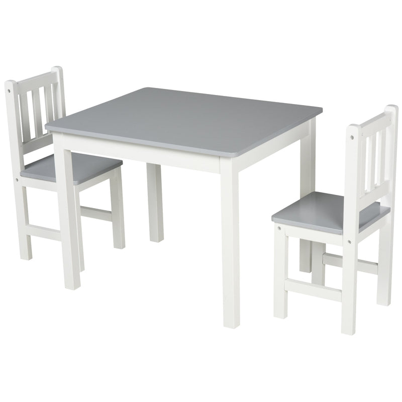 Kids Table and 2 Chairs Set 3 Pieces Toddler Multi-usage Desk for Indoor Arts & Crafts Study Rest Snack Time Easy Assembly Grey