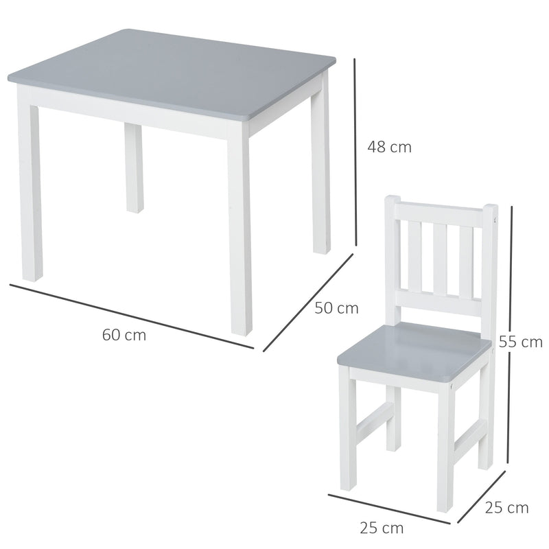 Kids Table and 2 Chairs Set 3 Pieces Toddler Multi-usage Desk for Indoor Arts & Crafts Study Rest Snack Time Easy Assembly Grey