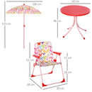 Outsunny Kids Folding Picnic Table and Chairs Set Color Stripes Outdoor w/ Parasol
