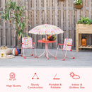 Outsunny Kids Folding Picnic Table and Chairs Set Color Stripes Outdoor w/ Parasol
