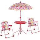 Outsunny Kids Folding Picnic Table and Chairs Set Color Stripes Outdoor w/ Parasol