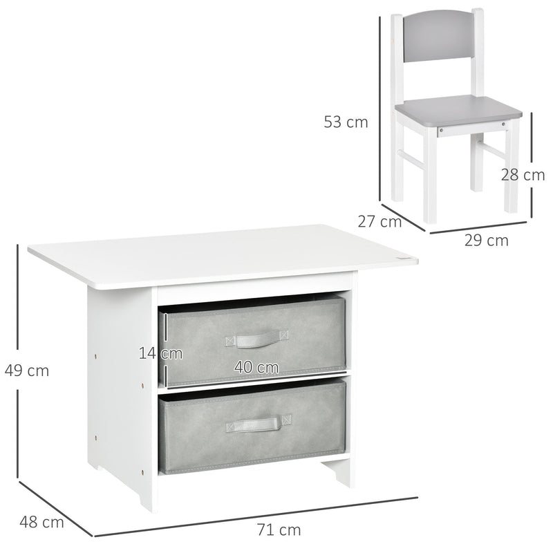 HOMCOM Children's Table & Chair Set - White & Grey