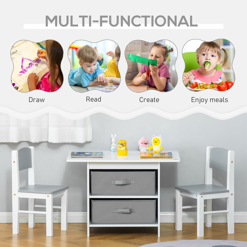 HOMCOM Children's Table & Chair Set - White & Grey