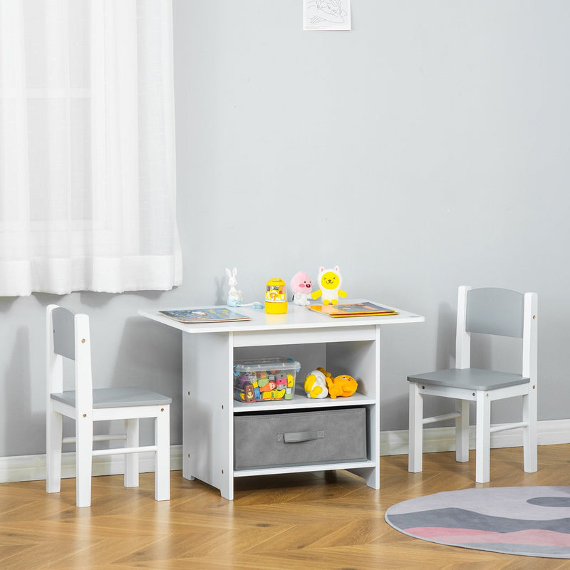 HOMCOM Children's Table & Chair Set - White & Grey