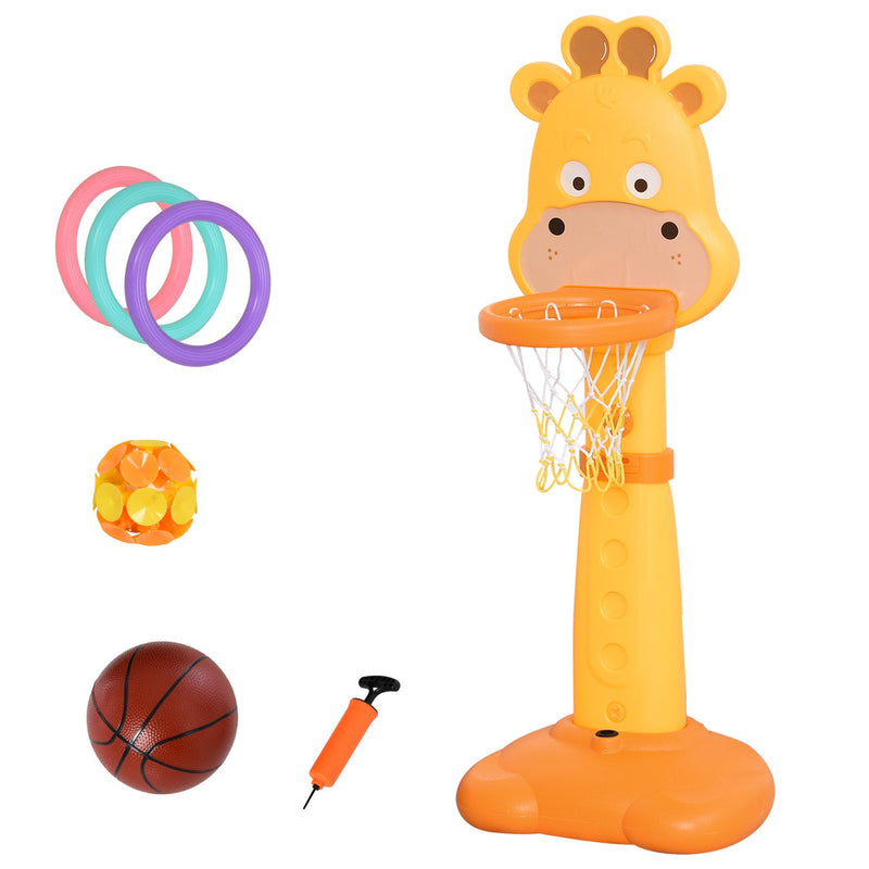 HOMCOM Kids Multifunctional Plastic Giraffe Basketball Playset