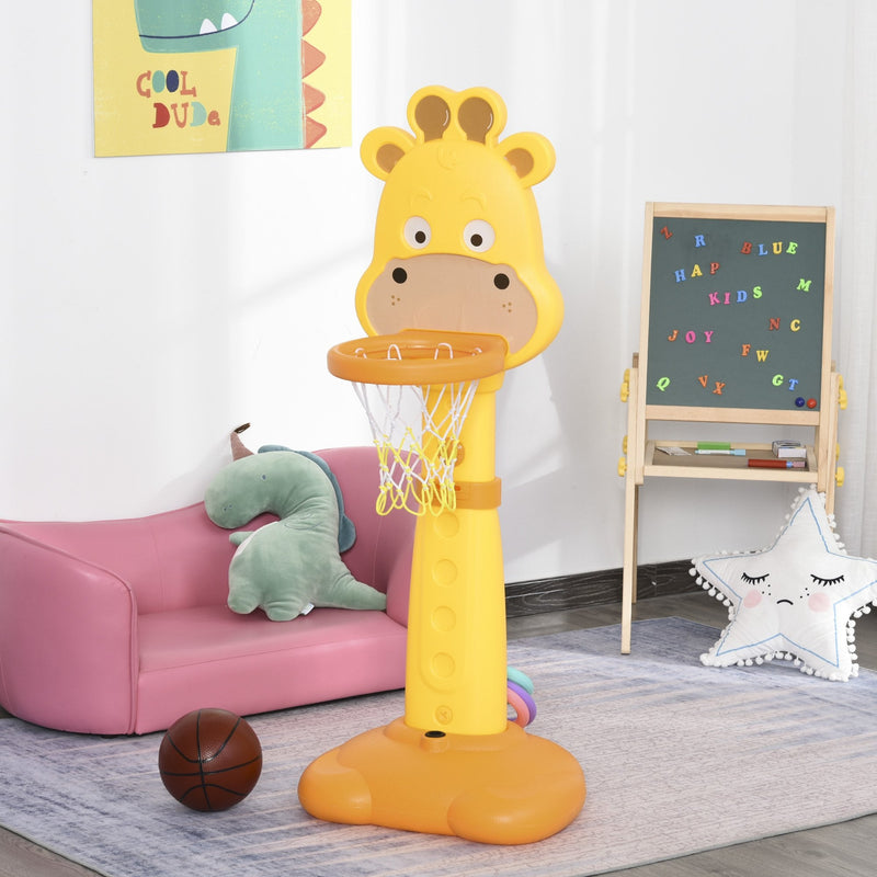 HOMCOM Kids Multifunctional Plastic Giraffe Basketball Playset