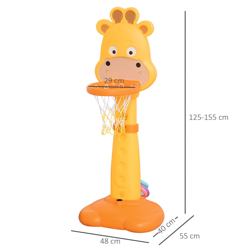 HOMCOM Kids Multifunctional Plastic Giraffe Basketball Playset
