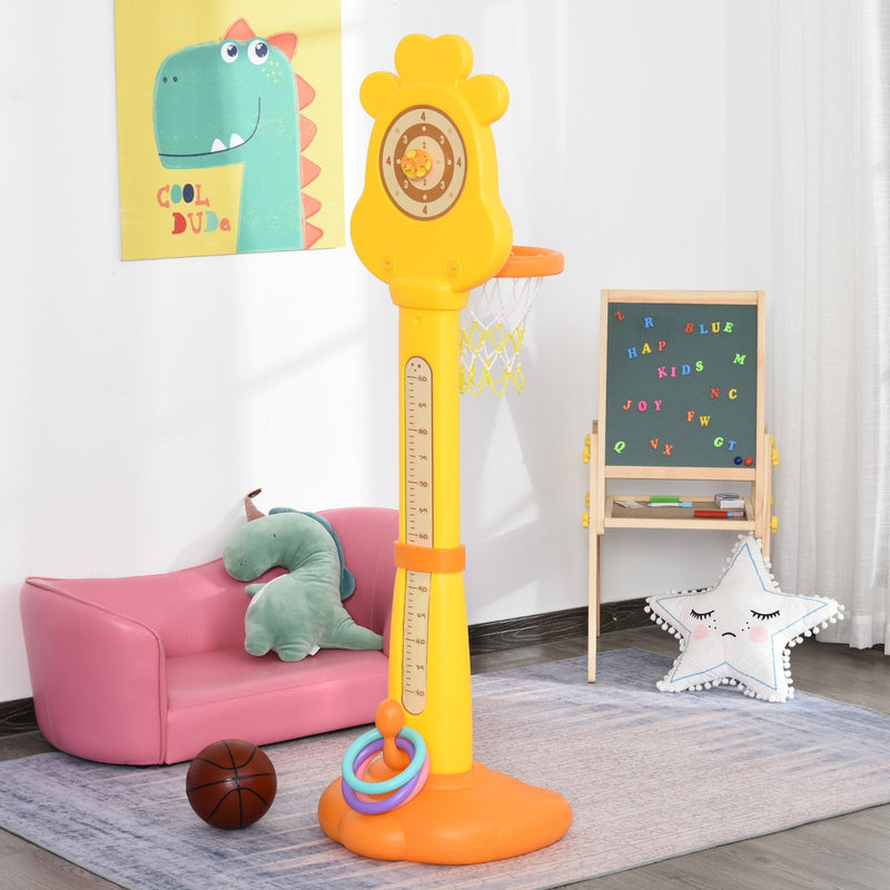 HOMCOM Kids Multifunctional Plastic Giraffe Basketball Playset