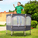 Kids 50-inch Outdoor Trampoline with Safety Enclosure Net and Spring Pad Grey