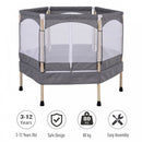Kids 50-inch Outdoor Trampoline with Safety Enclosure Net and Spring Pad Grey