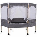 Kids 50-inch Outdoor Trampoline with Safety Enclosure Net and Spring Pad Grey