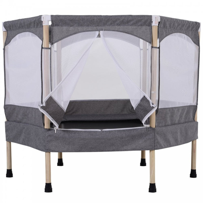 Kids 50-inch Outdoor Trampoline with Safety Enclosure Net and Spring Pad Grey