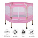 Kids 50-inch Outdoor Trampoline w/ Safety Enclosure Net and Spring Pad Pink