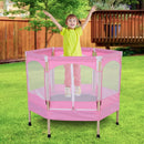 Kids 50-inch Outdoor Trampoline w/ Safety Enclosure Net and Spring Pad Pink