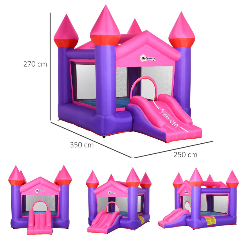 Outsunny Kids Bounce Castle House Inflatable Trampoline Slide 2 in 1 with Inflator for Kids Age 3-12