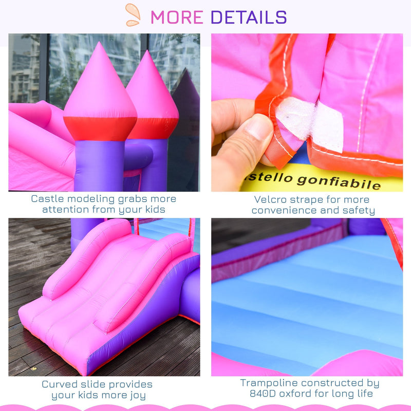 Outsunny Kids Bounce Castle House Inflatable Trampoline Slide 2 in 1 with Inflator for Kids Age 3-12