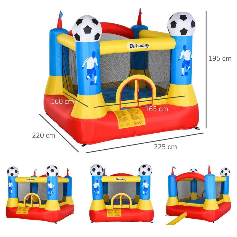 Outsunny Kids Bouncy Castle House Inflatable Trampoline with Blower for Kids Age 3-12 Football Field Design