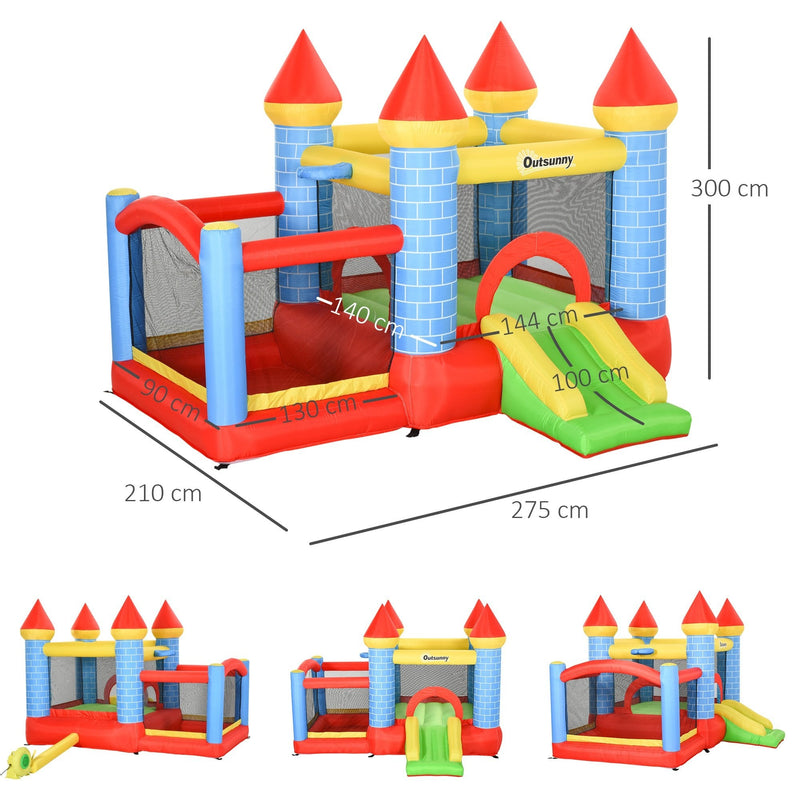 Outsunny Kids Bounce Castle Inflatable Trampoline Slide Pool Basket for Kids Age 3-10, 3 x 2.75 x 2.1m