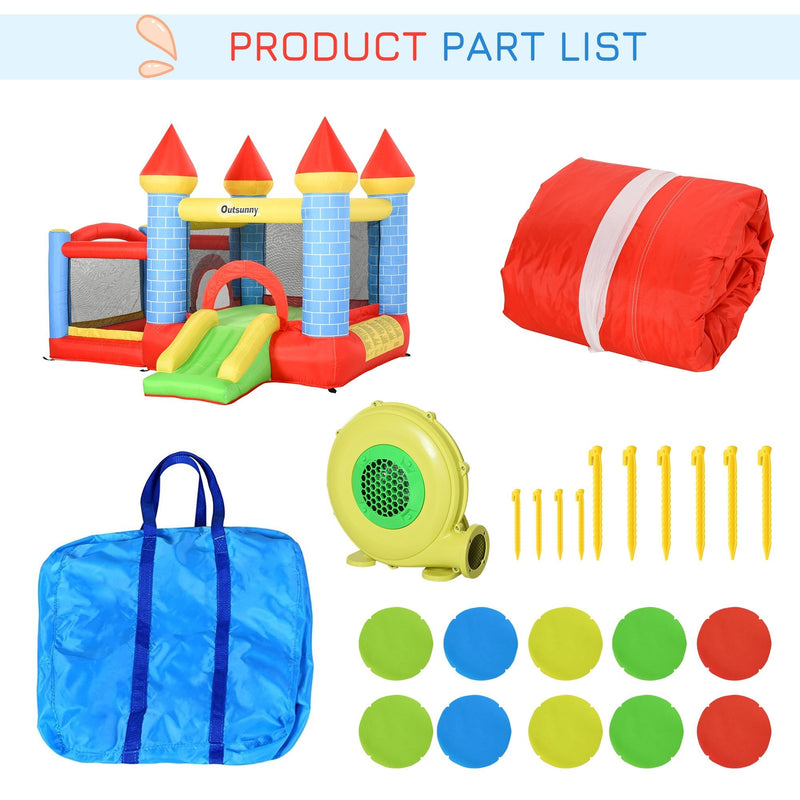 Outsunny Kids Bounce Castle Inflatable Trampoline Slide Pool Basket for Kids Age 3-10, 3 x 2.75 x 2.1m