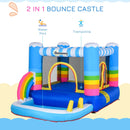 Outsunny Kids Bouncy Castle House Inflatable Trampoline Water Pool 2 in 1 with Blower for Kids Age 3-12 Rainbow Design