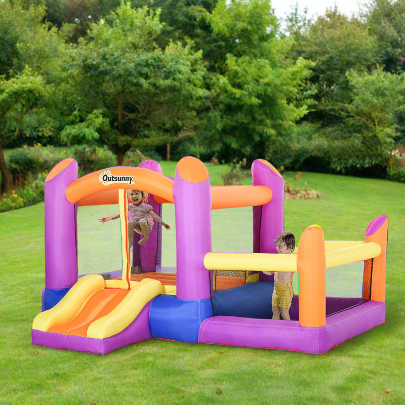 Outsunny Bouncy Castle with Trampoline & Slide 3in1 - Multi Colour