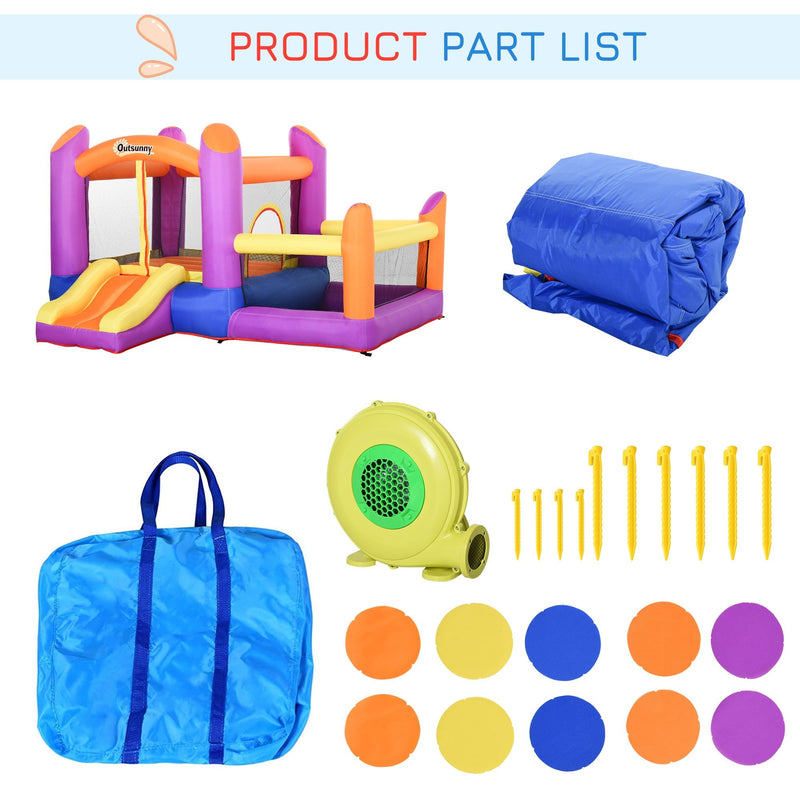 Outsunny Bouncy Castle with Trampoline & Slide 3in1 - Multi Colour