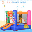 Outsunny Kids Bounce Castle House Inflatable Trampoline Slide Basket with Inflator for Kids Age 3-12 Monster Design w/ Carrybag