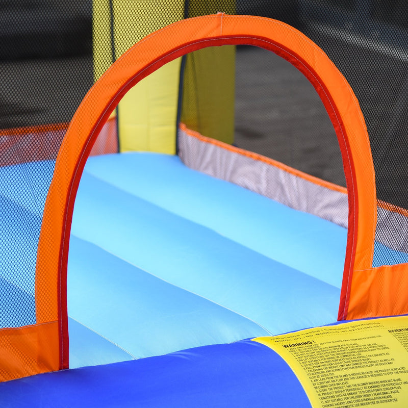 Outsunny Kids Bounce Castle House Inflatable Trampoline Slide Basket with Inflator for Kids Age 3-12 Monster Design w/ Carrybag