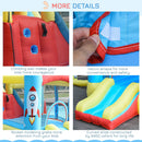 Outsunny Kids Bounce Castle House, 3 in 1 Water Slide and Pool with Inflator, Rocket Design with Carrybag