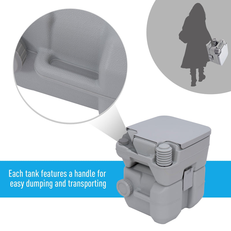 Go Outdoors Portable Toilet Grey Travel Mobile Toilet Camping Handle WC Chemical