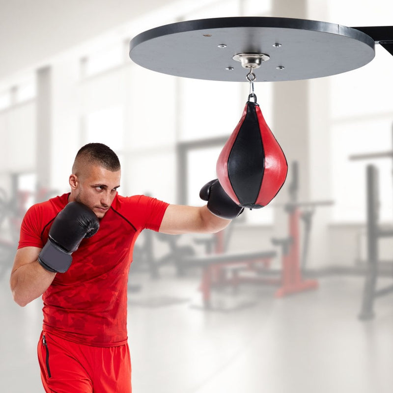 Punching Boxing Workout Speedball Platform Punch Bag Frame Swivel Bracket MMA Exercise Training Workout W/Ball-Red/Black