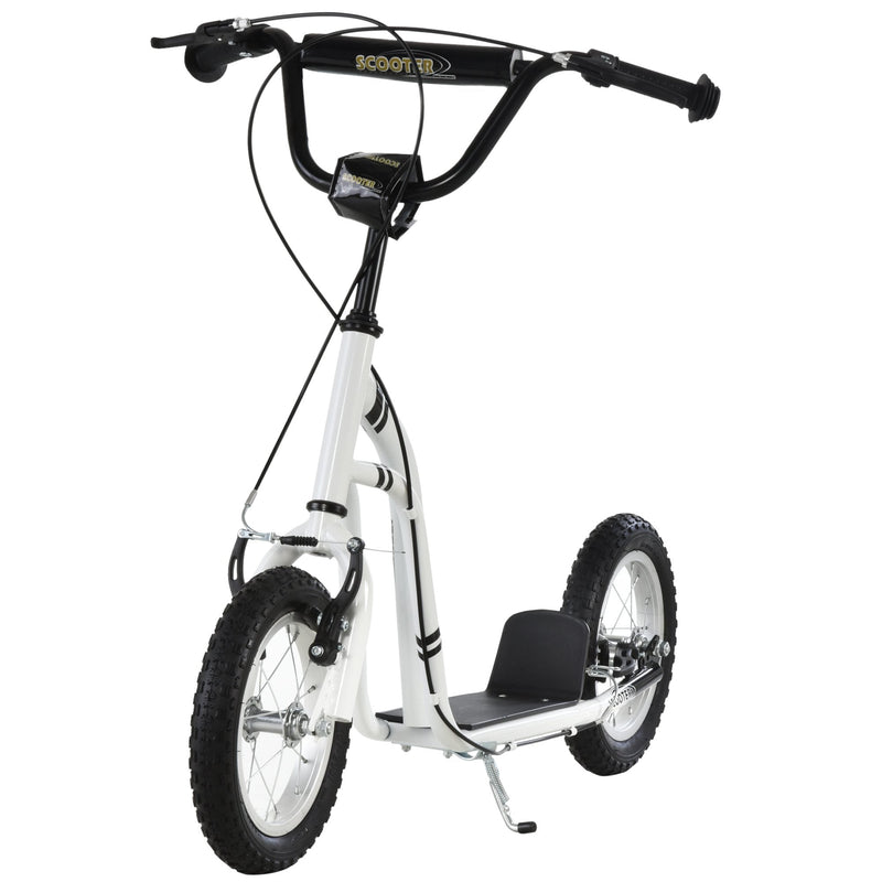 HOMCOM Youth Scooter Front and Rear Caliper Dual Brakes 12-Inch Inflatable Front Wheel Ride On Toy For Age 5+ Kick