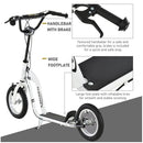 HOMCOM Youth Scooter Front and Rear Caliper Dual Brakes 12-Inch Inflatable Front Wheel Ride On Toy For Age 5+ Kick