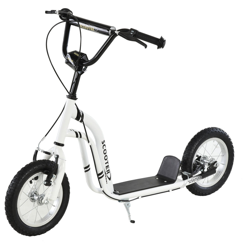 HOMCOM Youth Scooter Front and Rear Caliper Dual Brakes 12-Inch Inflatable Front Wheel Ride On Toy For Age 5+ Kick