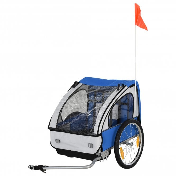 Trailer for Kids Steel Frame Children's 2-Seater Bicycle Trailer Blue