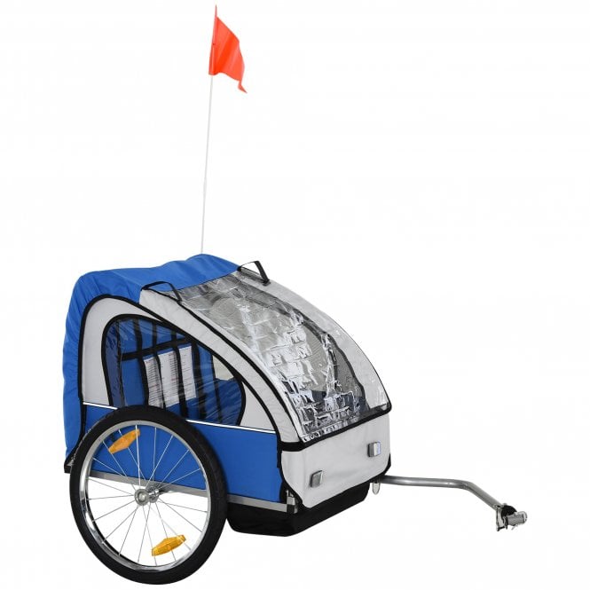 Trailer for Kids Steel Frame Children's 2-Seater Bicycle Trailer Blue