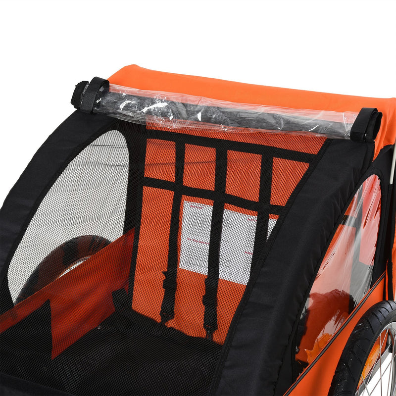 Trailer for Kids Steel Frame Children's 2-Seater Bike Trailer - Orange