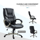 High Back PU Leather Office Chair Computer Swivel Adjustable Business Executive Chairs-Black