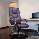 High Back PU Leather Office Chair Swivel Executive Seat Ergonomic W/Adjustable Height-Brown