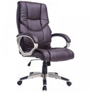 High Back PU Leather Office Chair Swivel Executive Seat Ergonomic W/Adjustable Height-Brown
