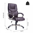 High Back PU Leather Office Chair Swivel Executive Seat Ergonomic W/Adjustable Height-Brown