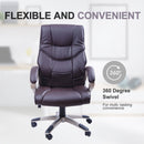 High Back PU Leather Office Chair Swivel Executive Seat Ergonomic W/Adjustable Height-Brown