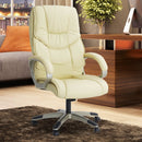 Office Chair High Back Swivel Leather Adjustable Computer Chair-Cream