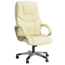Office Chair High Back Swivel Leather Adjustable Computer Chair-Cream
