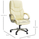 Office Chair High Back Swivel Leather Adjustable Computer Chair-Cream