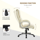 Office Chair High Back Swivel Leather Adjustable Computer Chair-Cream